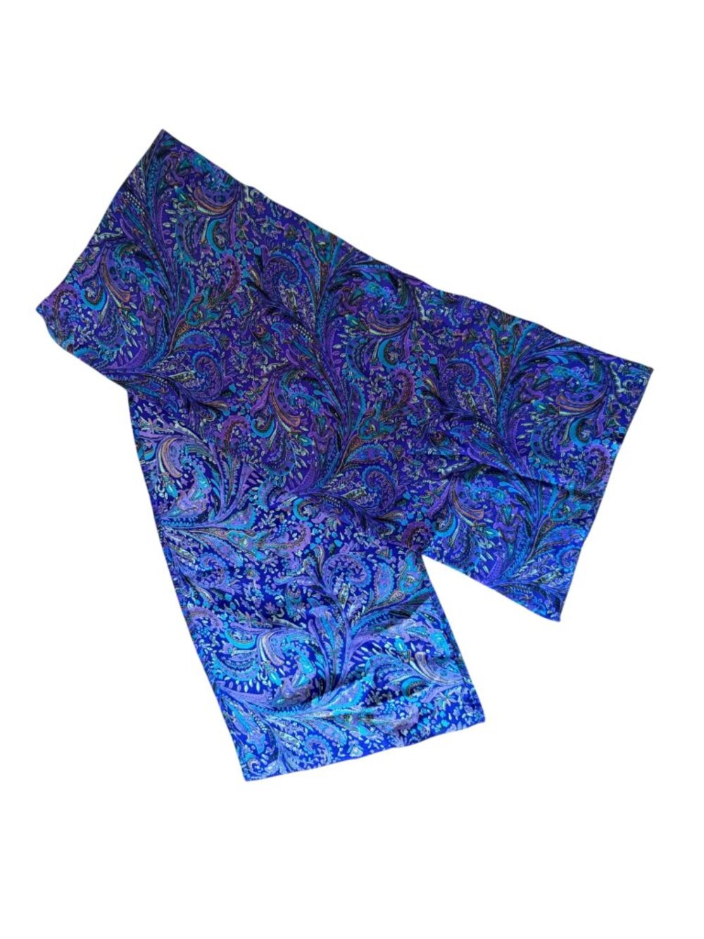 Vintage Vibrant Ornate Purple Paisley Motif Scarf Ascot Tie